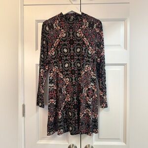 BCBGeneration patterned dress, mock turtleneck